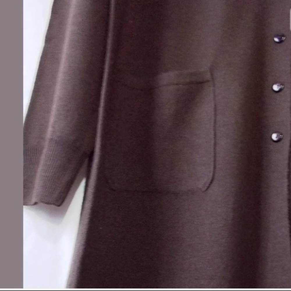 MARCHESIN Brown Merino Wool Cardigan XXL-XXXL - Picture 7 of 7